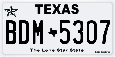 TX license plate BDM5307