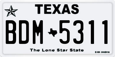 TX license plate BDM5311