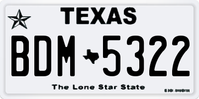 TX license plate BDM5322