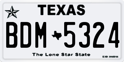 TX license plate BDM5324