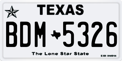 TX license plate BDM5326