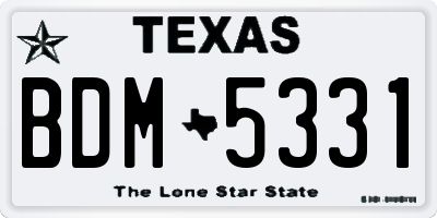 TX license plate BDM5331