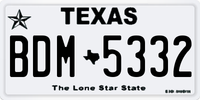 TX license plate BDM5332
