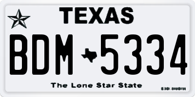 TX license plate BDM5334