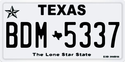 TX license plate BDM5337