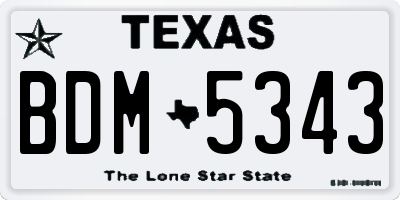TX license plate BDM5343