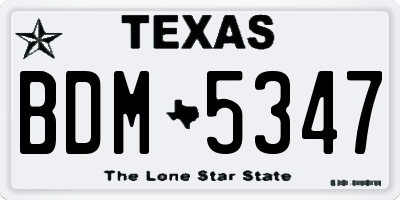 TX license plate BDM5347