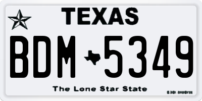 TX license plate BDM5349