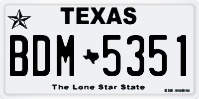TX license plate BDM5351