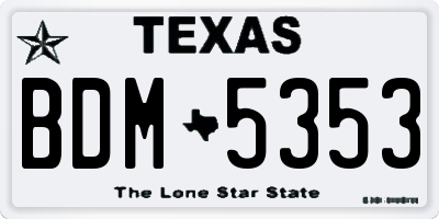 TX license plate BDM5353