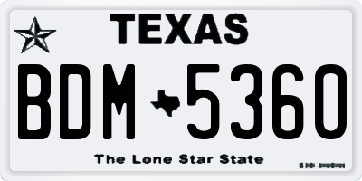 TX license plate BDM5360
