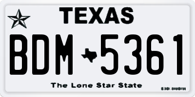 TX license plate BDM5361