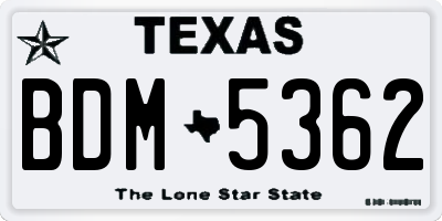 TX license plate BDM5362