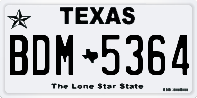 TX license plate BDM5364