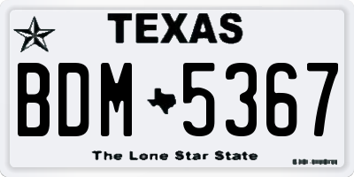 TX license plate BDM5367