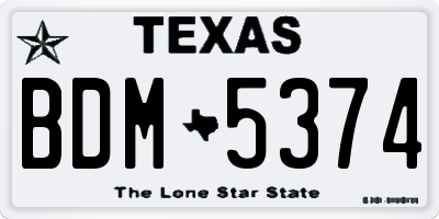 TX license plate BDM5374