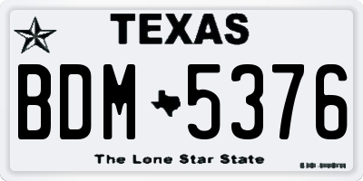 TX license plate BDM5376