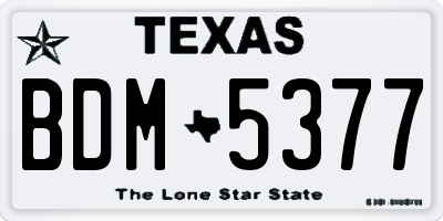 TX license plate BDM5377