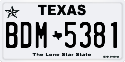 TX license plate BDM5381