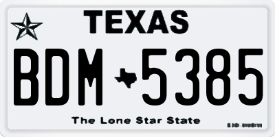 TX license plate BDM5385