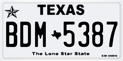 TX license plate BDM5387