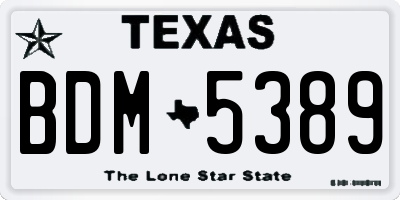 TX license plate BDM5389