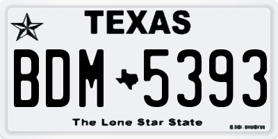 TX license plate BDM5393