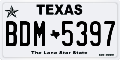 TX license plate BDM5397