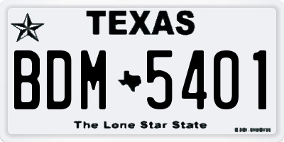 TX license plate BDM5401
