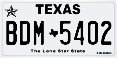 TX license plate BDM5402