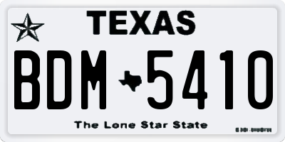 TX license plate BDM5410