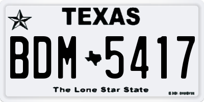 TX license plate BDM5417