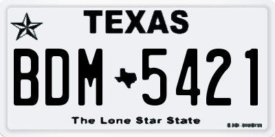 TX license plate BDM5421