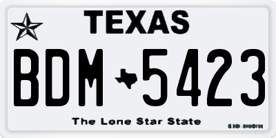 TX license plate BDM5423