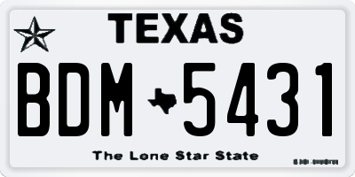 TX license plate BDM5431