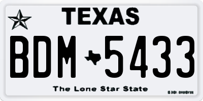 TX license plate BDM5433
