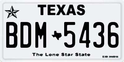 TX license plate BDM5436