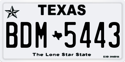 TX license plate BDM5443