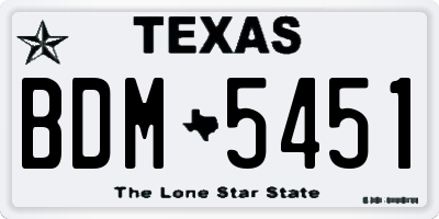 TX license plate BDM5451