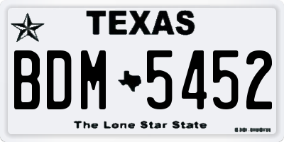 TX license plate BDM5452
