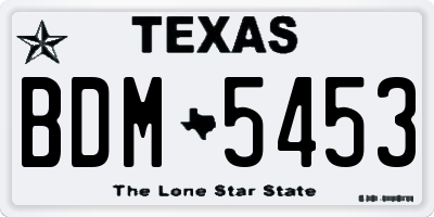 TX license plate BDM5453