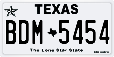 TX license plate BDM5454