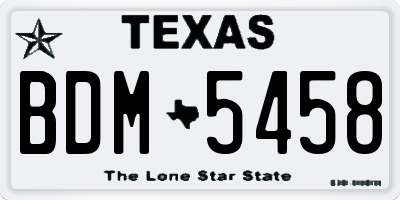 TX license plate BDM5458
