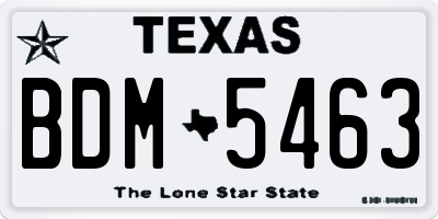 TX license plate BDM5463