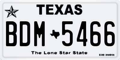 TX license plate BDM5466