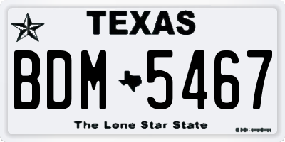 TX license plate BDM5467