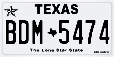 TX license plate BDM5474