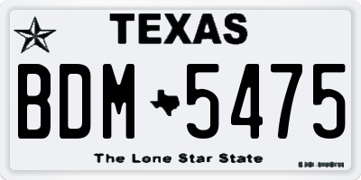 TX license plate BDM5475