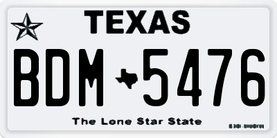 TX license plate BDM5476