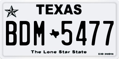 TX license plate BDM5477